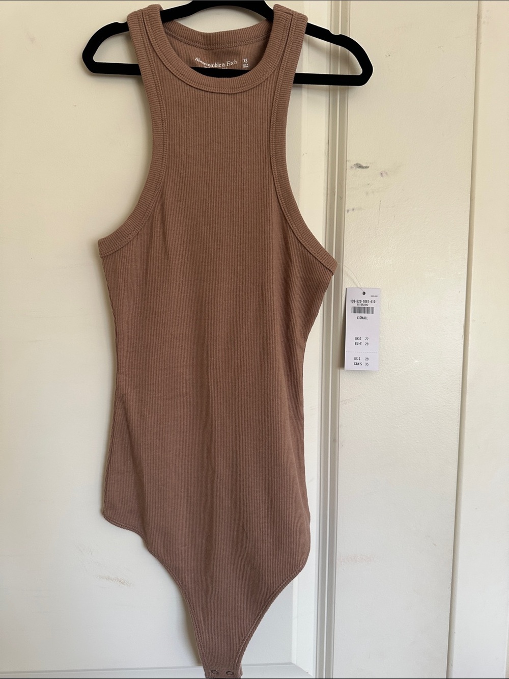 Abercrombie & Fitch Taupe Ribbed Tank Bodysuit